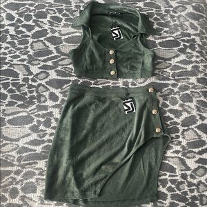 NWT Shane Justin Elegant Olive Skirt Set Soothing Arch Set Olive